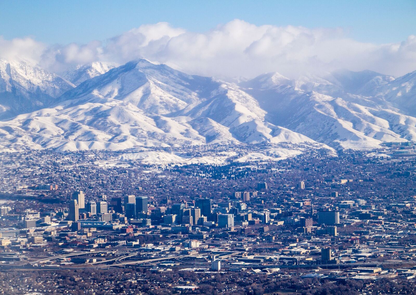 Salt Lake City mountains with a clear sky
